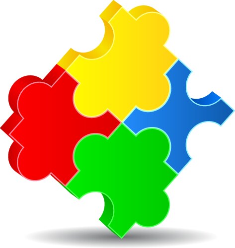 Colorful jigsaw puzzle in four pieces Royalty Free Vector