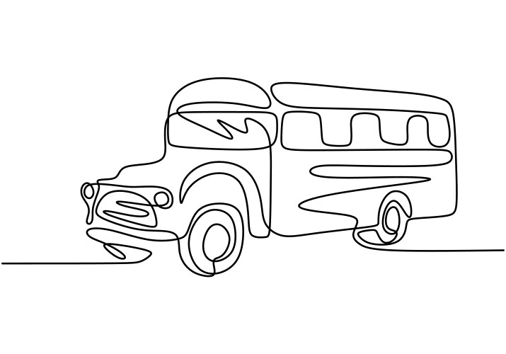 School bus one line drawing continuous single Vector Image