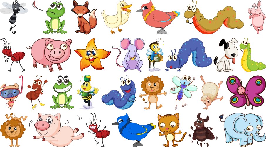 set simple animal character vector image