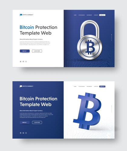 Web banner template with padlock and 3d bitcoin vector image