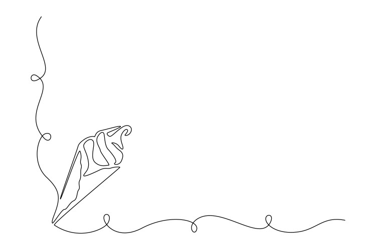 Ice cream in waffle cone one continuous line Vector Image