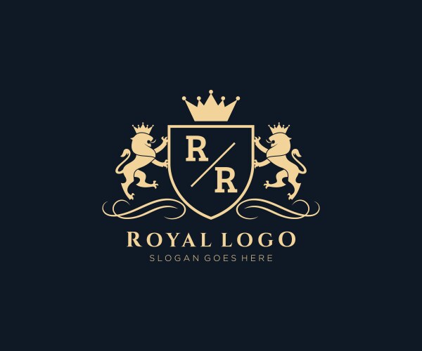 Initial rr letter lion royal luxury heraldiccrest Vector Image