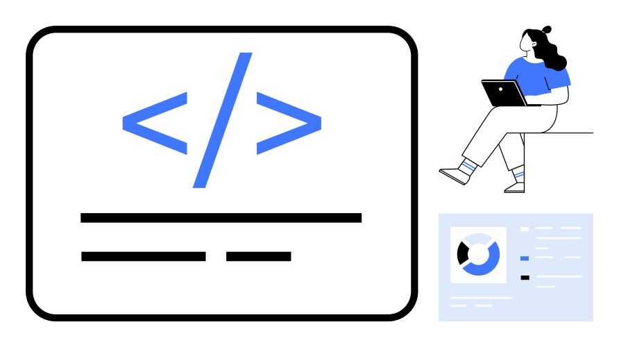 Developer working on laptop with code vector image