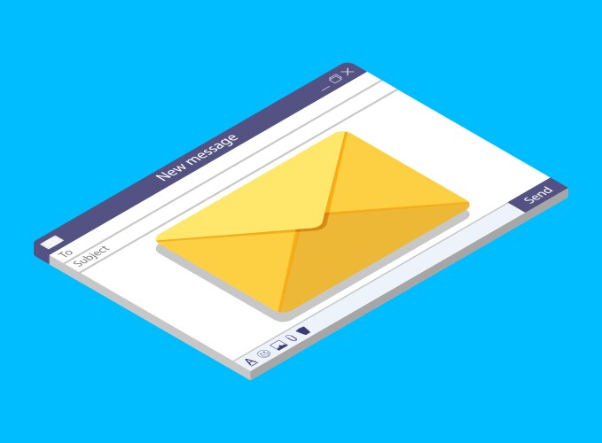 Email isometric window send mail in browser vector image