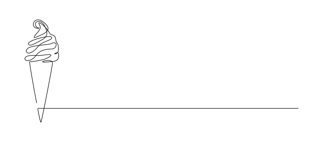 Ice cream in waffle cone one continuous line Vector Image