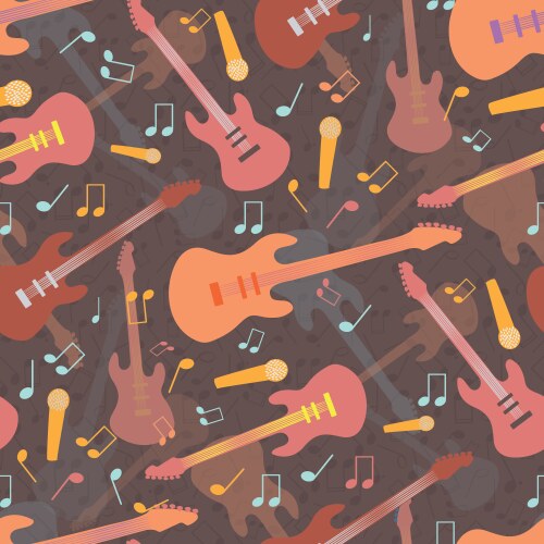 Colorful Guitar Music Pattern Vector Image
