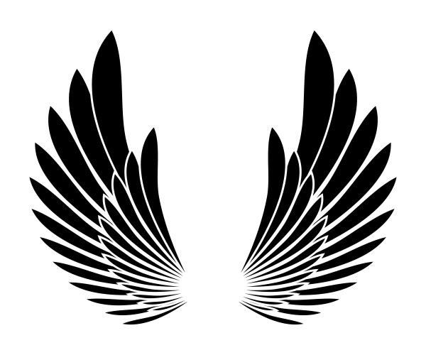 Black Wing Silhouette - Tattoo Template Vector Image