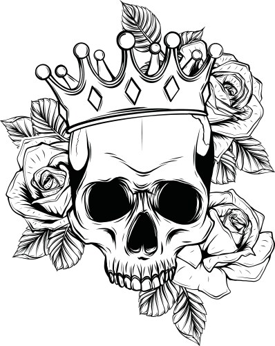 Death Crown Skull with Roses Vector Image