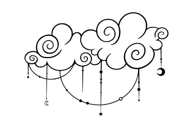 Celestial Tarot Cloud Sketch Vector Image