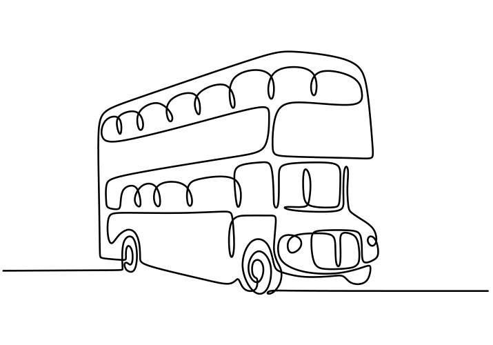 Bus one line drawing public transport Vector Image