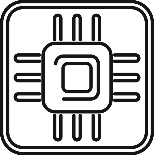 Square cpu chip icon representing computing power vector image