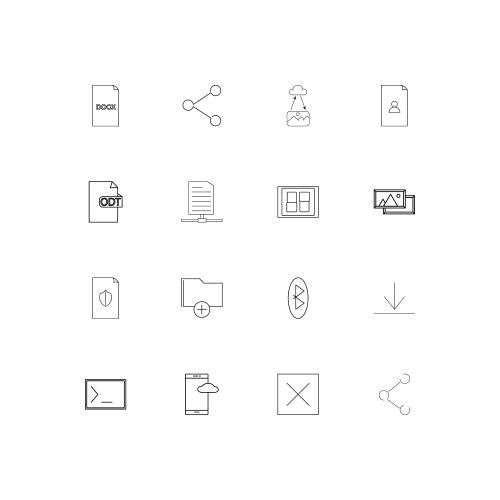 Files and folders sign linear thin icons set vector image