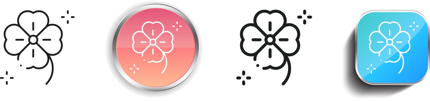 Four leaf icon thin linear regular and button vector image