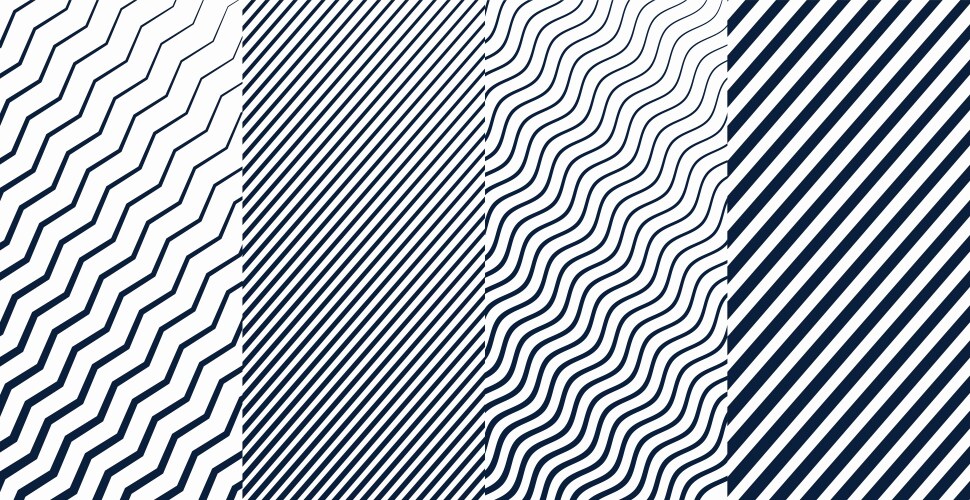 geometric lines zigzag wavy pattern set four vector