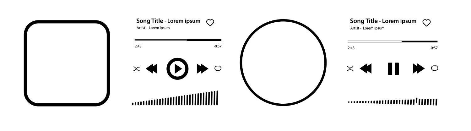 Music player song plaque with buttons loading bar vector image