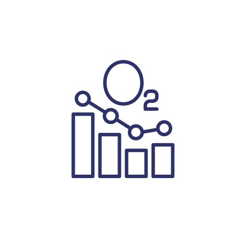 Oxygen level line icon with a chart vector image