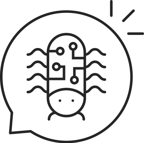 Thin line popup message with bug vector image