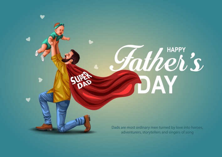 Happy fathers day super hero dad side view Vector Image