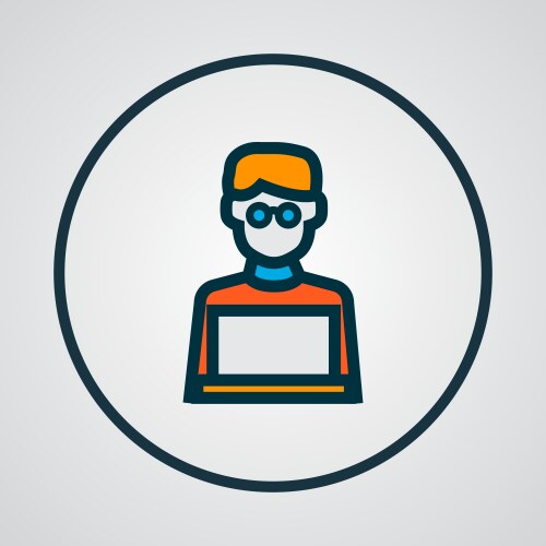 man with laptop icon colored line symbol premium vector image