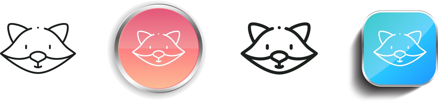 Fox icon thin linear regular and button style vector image