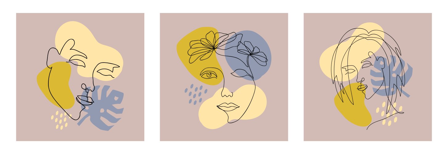 One Line Drawing Abstract Beautiful Woman Vector Image