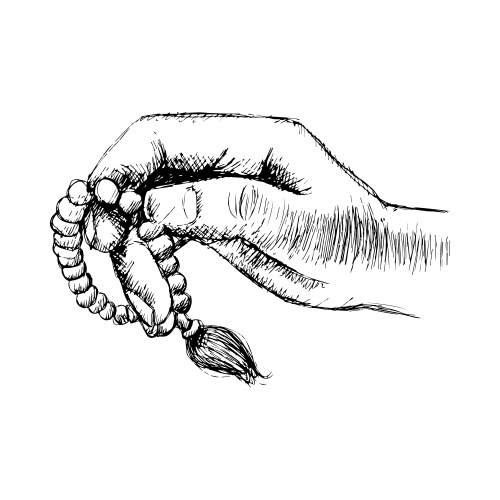 Hands holding a muslim rosary Vector Image