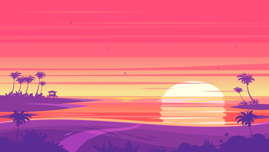 Sunset landscape Royalty Free Vector Image - VectorStock