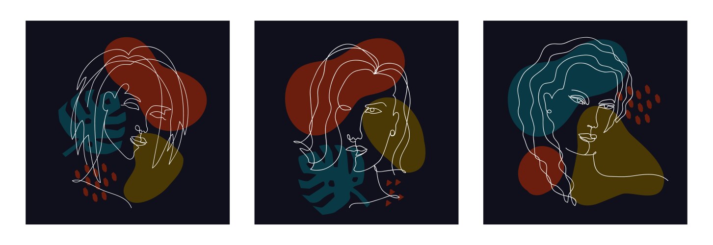 One Line Drawing Abstract Beautiful Woman Vector Image