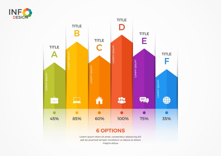 Business process chart with 6 7 8 9 steps Vector Image