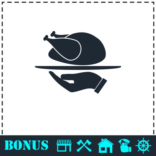 Roasted Turkey Icon - Flat Style Vector Image