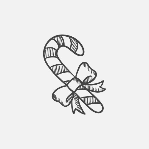 Candy cane with christmas decoration sketch icon Vector Image