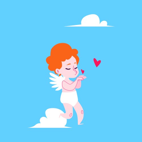 Cute Cupid Blowing Kisses Vector Image