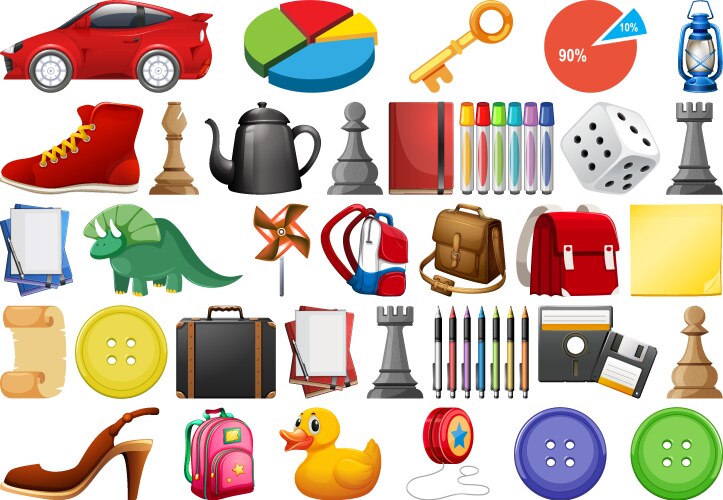 large set different objects vector image