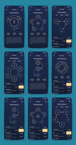 Different ui ux gui screens and flat web icons vector image