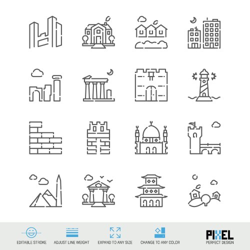 Modern and ancient architecture buildings related vector image