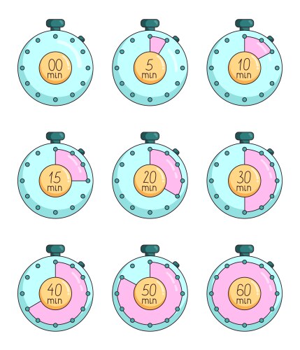 Timer time countdown stopwatch watch device vector image