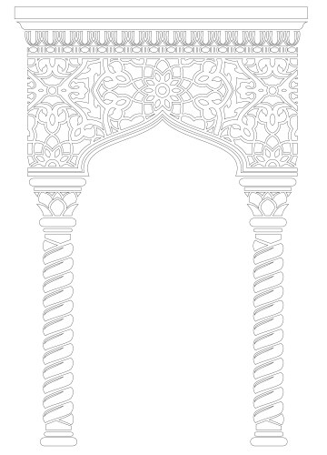 East arch contour coloring facade template vector image