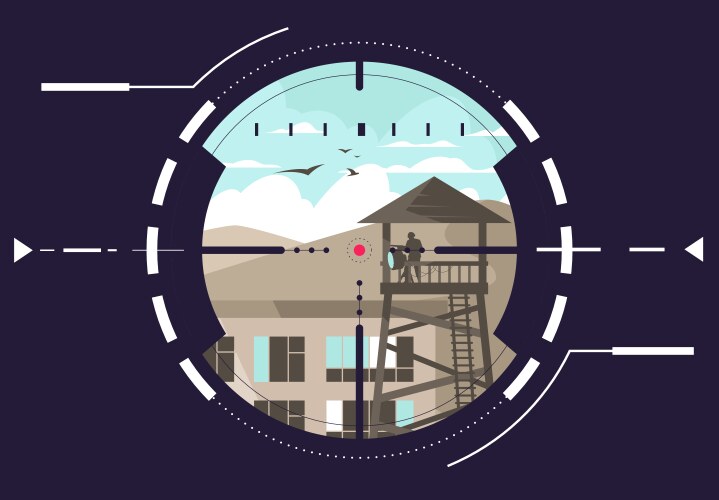 Sniper scope with measuring marks vector image