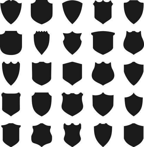 Black and white shield silhouette Royalty Free Vector Image