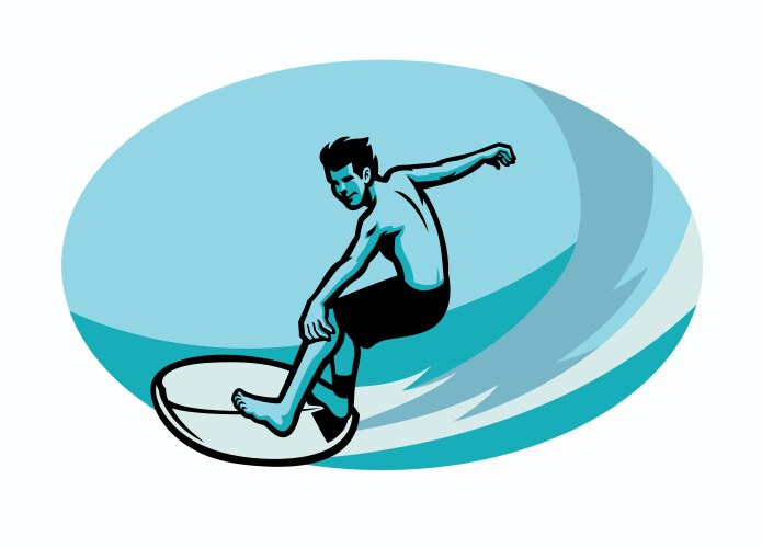 Surfer riding a big wave recreational Royalty Free Vector