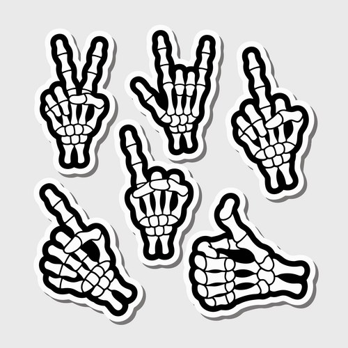 Skeleton hand gestures collection for halloween Vector Image