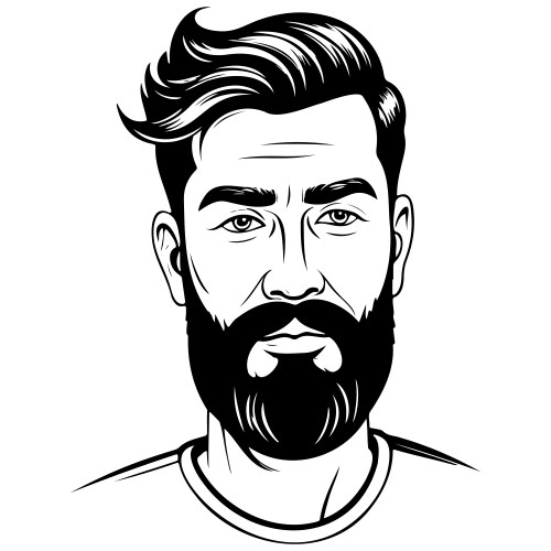 Drawing Beard Engrave Hand Drawn Line Royalty Free Vector