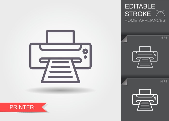 Printer simple black line icon Royalty Free Vector Image