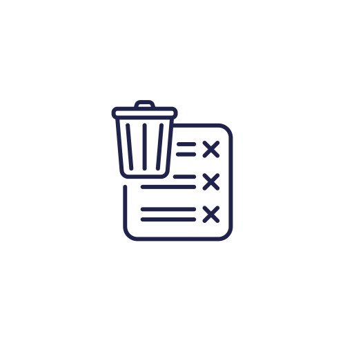 Files to delete line icon on white vector image