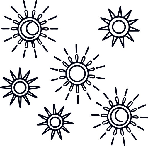 Stylized Sun & Crescent Moon Vector Image