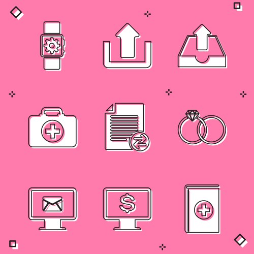 Set smartwatch setting upload inbox first aid vector image