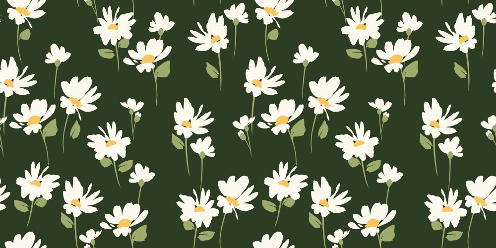 Abstract floral seamless pattern with chamomile Vector Image