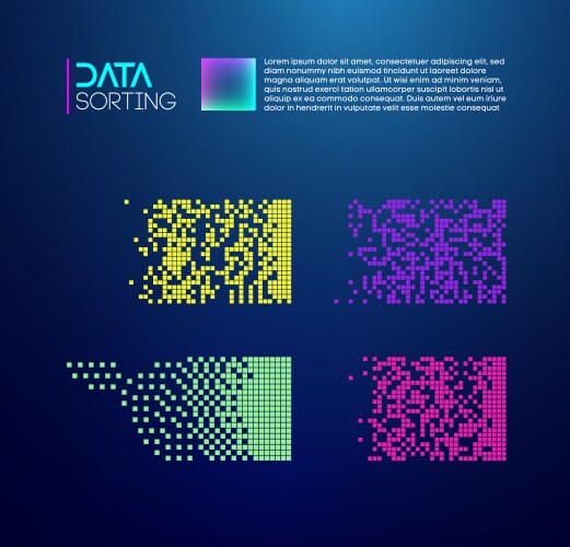 Colorful abstract data sorting with grid patterns vector image