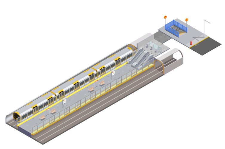 Isometric subway underground train people Vector Image