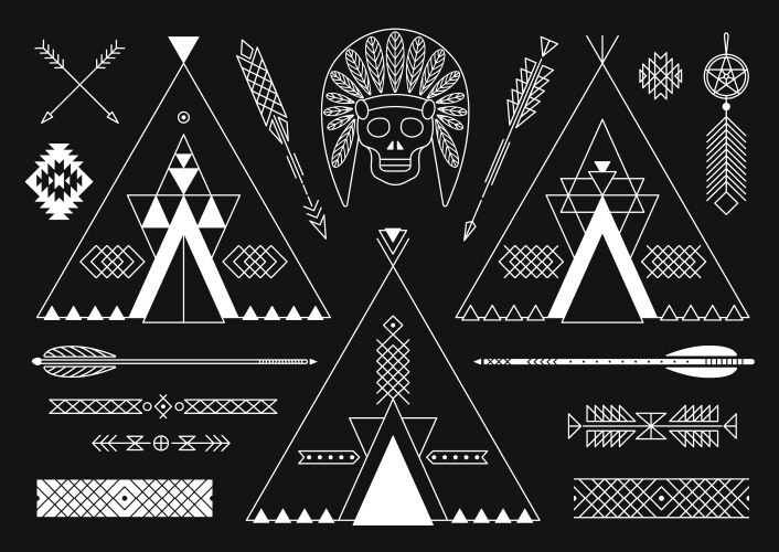 Ethnic font native american indian alphabet set Vector Image